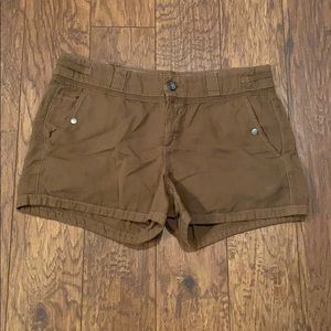 Anthropologie Hei Hei Army Brown 5” shorts Sz 12